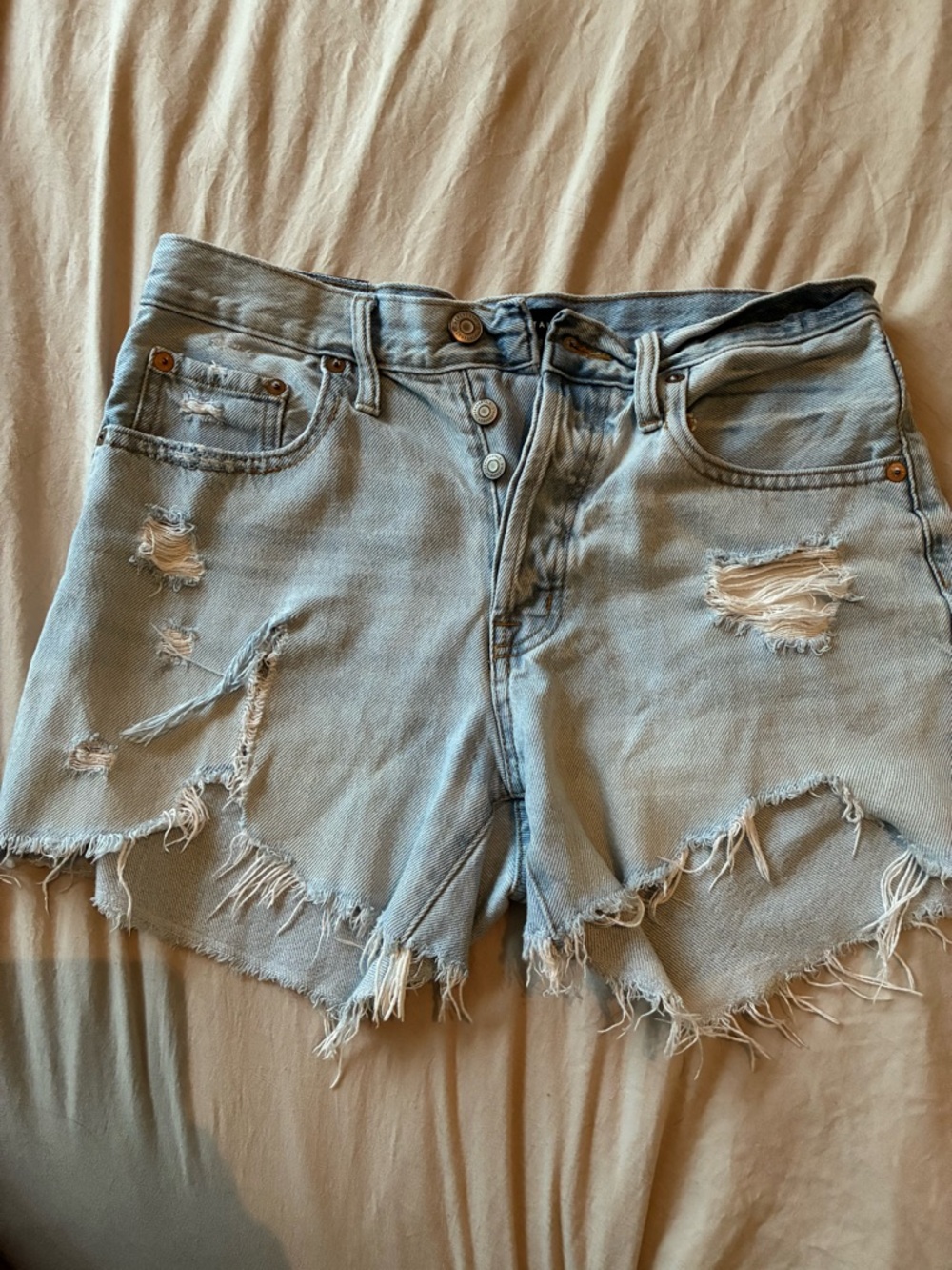Aeropostale Light Blue Distressed Denim Shorts
